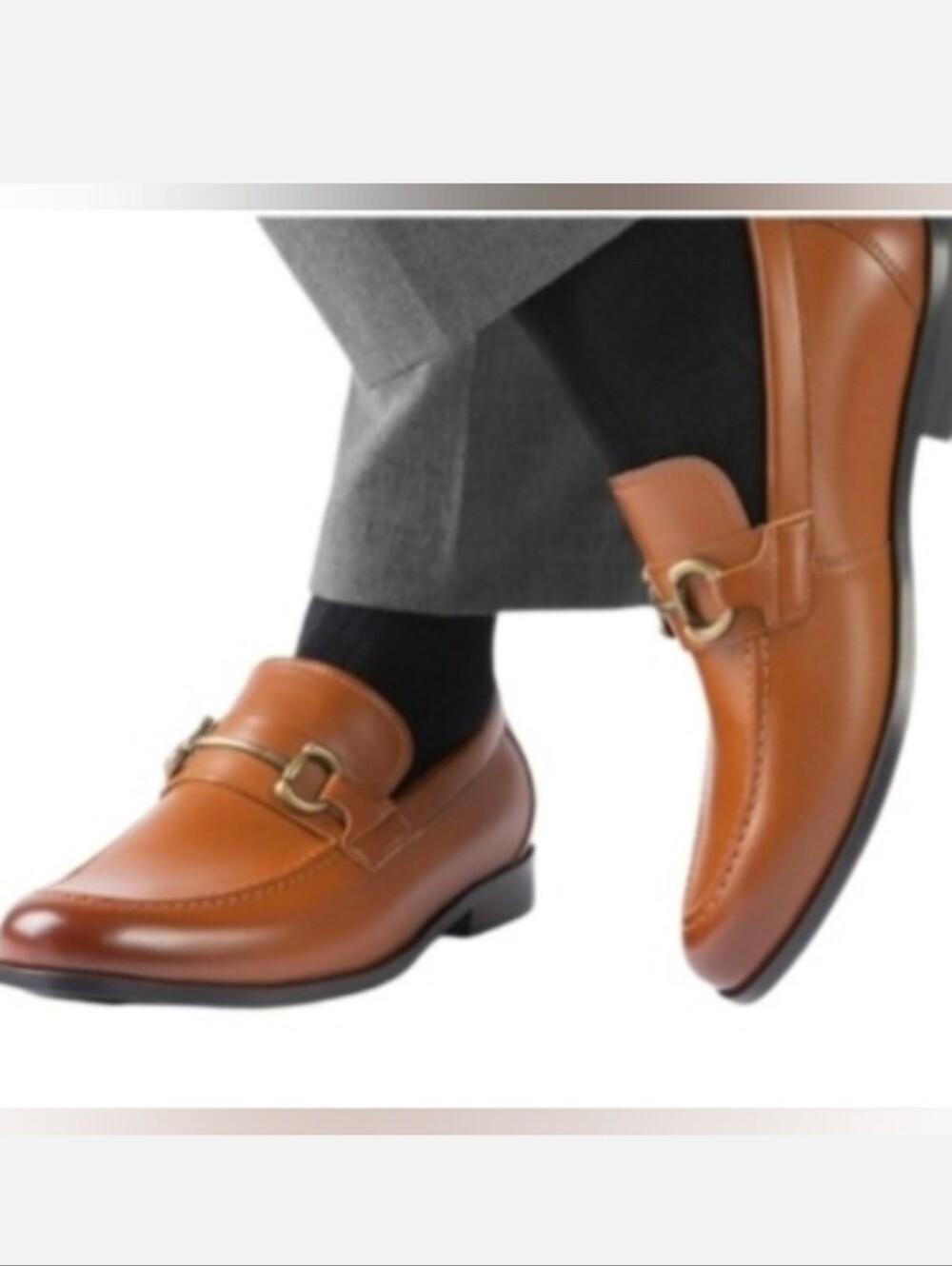 Men’s Tan Leather Bit Loafers - Slip-On Dress Shoes